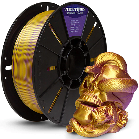 Filamento Voolt PLA Duo Color Dourado e Roxo V-Silk - 1kg