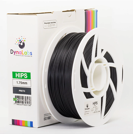 Filamento HIPS DynaLabs 1.75mm 1Kg Preto