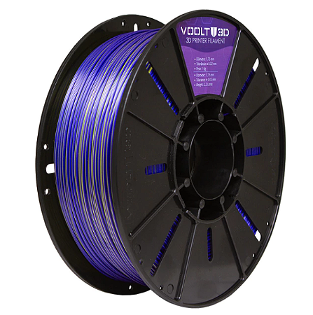 Filamento Voolt PLA Duo Color Azul Safira e Dourado Silk 1kg
