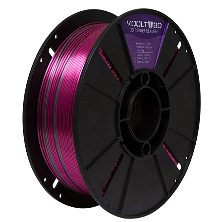 Filamento Voolt PLA Duo Color Inox e Rosa Choque V-Silk - 1kg