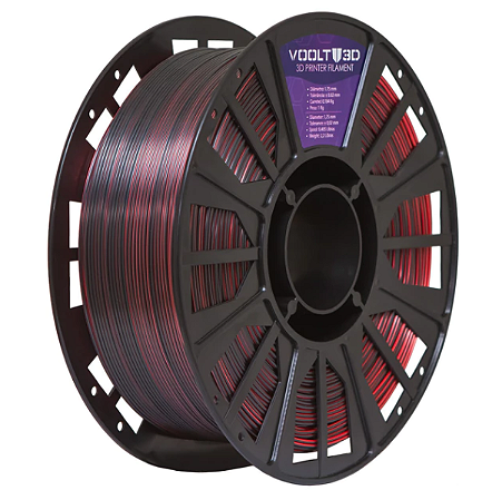 Filamento Voolt PLA Duo Color Shadow Vermelho e Preto V-Silk - 1kg