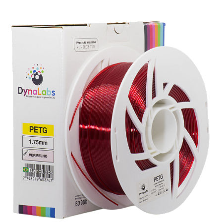 Filamento PETG DynaLabs 1.75mm 1Kg Vermelho Clear