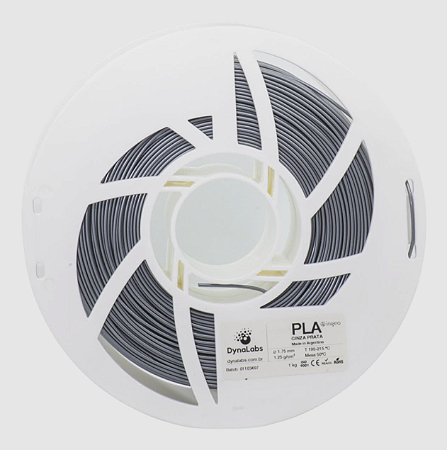 Filamento PLA DynaLabs 1.75mm 1Kg Cinza Prata