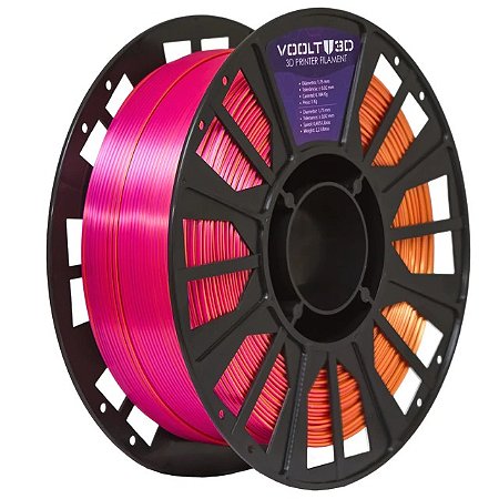Filamento Voolt PLA Tri Color Dourado/Laranja/Rosa V-Silk