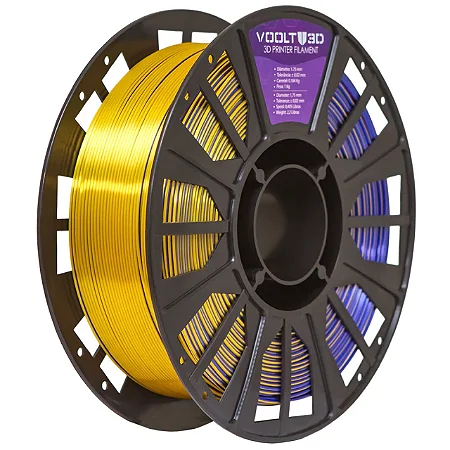 Filamento PLA Tri Color Ametista / Azul Safira / Dourado V-Silk - 1kg