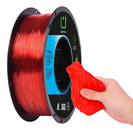 Filamento TPU Multfila 1.75mm 1KG Vermelho Transparente
