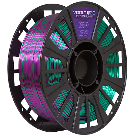 Filamento PLA Duo Color Shadow Verde e Ametista V-Silk - 1kg