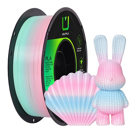 Filamento PLA Silk Multifila Rainbow Algodão Doce 1.75mm 1kg