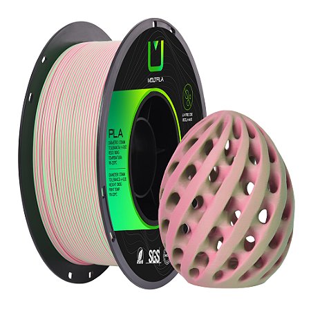 Filamento PLA Matte Dual Multfila 1.75mm 1KG Rosa e Verde