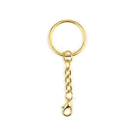 KIT 50 CHAVEIROS SIMPLES 25MM + ELO 8MM GOLD