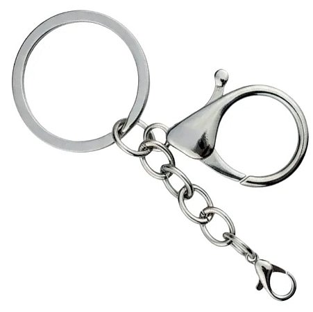 Kit 25 Chaveiros Gancho Duplo com Argola Prata Multfila
