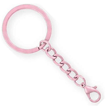 Kit 50 Chaveiros Gancho Argola Simples Rosa Claro Multfila