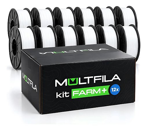 Kit Farm Filamento PETG Multfila 1.75mm 12KG 12 Rolos de 1KG Branco