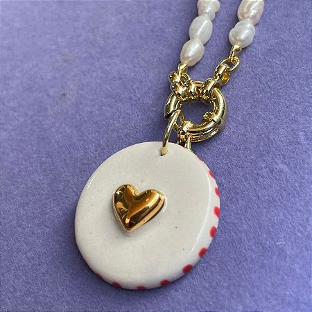 Pingente coração relevo ouro