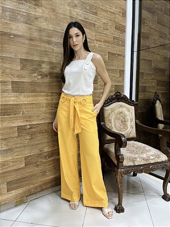 CALÇA LINHO ARGOLAS CÓS