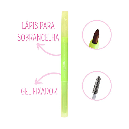 Lápis + gel incolor para sobrancelhas - Melu