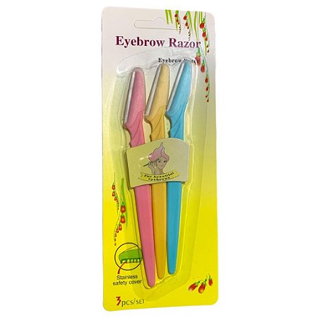 Kit com 3 navalhas para sobrancelhas