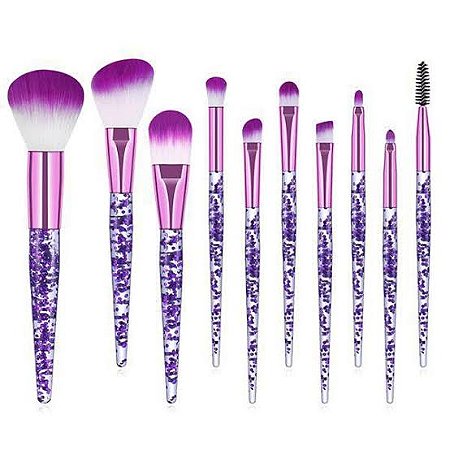Kit com 10 pincéis brilhosos roxo