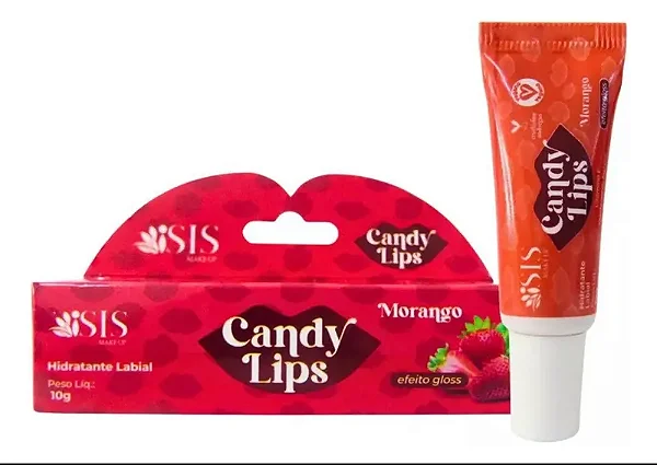 Hidratante labial efeito gloss Candy Lips de Morango - Isis Makeup