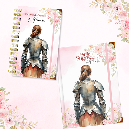 Kit Guerreira de Oração - Bíblia e Caderno Slim Rosa