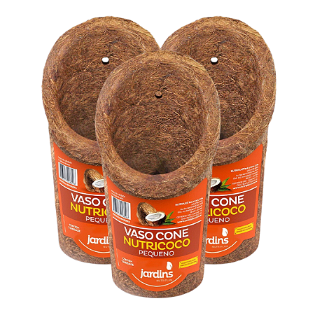 Kit 3 Vasos Fibra De Coco Tipo Cone De Pendurar Para Orquídeas