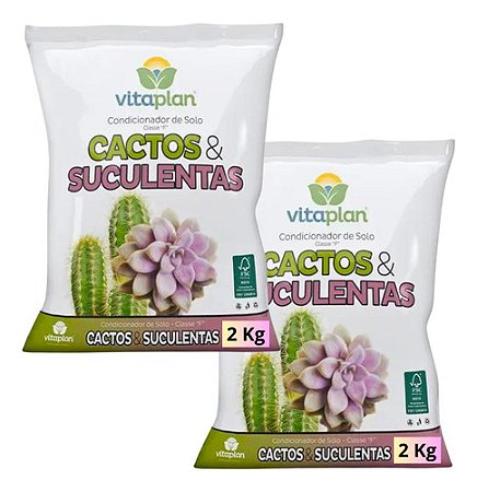 Kit 2u Substratos De 2kg Terra Cactos E Suculentas Adubada