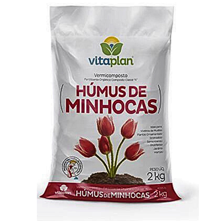 Fertilizante Adubo Húmus Minhoca Vitaplan 2kg Jardim Flores