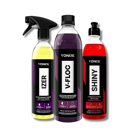 Kit 3 em 1- V-Floc 500ml + Izer 500ml + Shiny 500ml