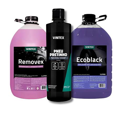 Kit 3 em 1- Removex 5L + Ecoblack 5L + Pneu pretinho 500 ml