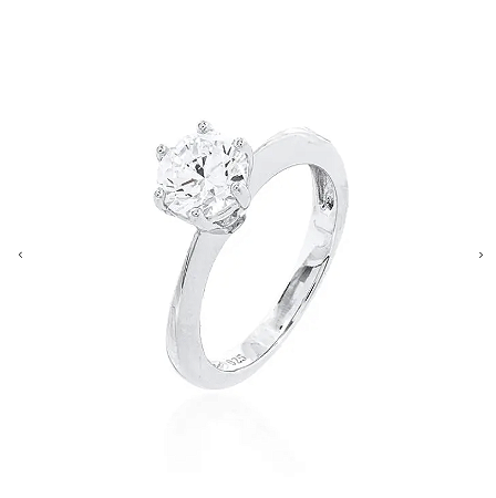 ANEL SOLITÁRIO 7 MM COM 6 GARRAS PRATA