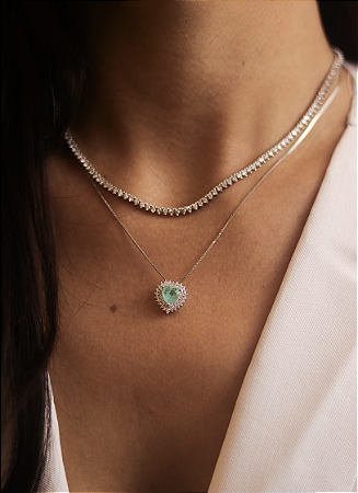 COLAR CORAÇÃO 7MM PRATA