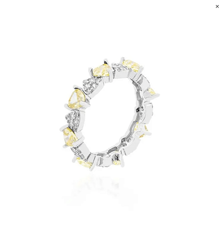 Aliança Inteira Triângulos Yellow F. Ródio Branco