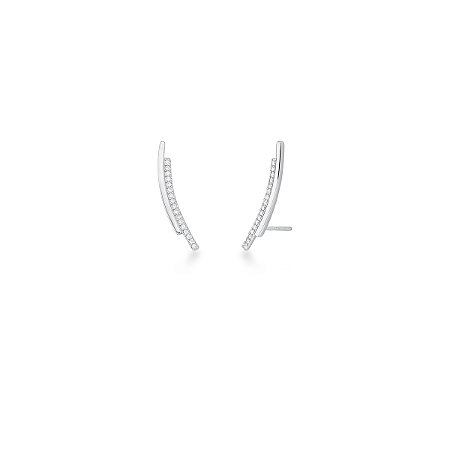 Ear Cuff Curvo com Duas Fileiras de Zircônias – Prata