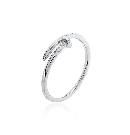 Anel Prego Liso em Ródio Branco