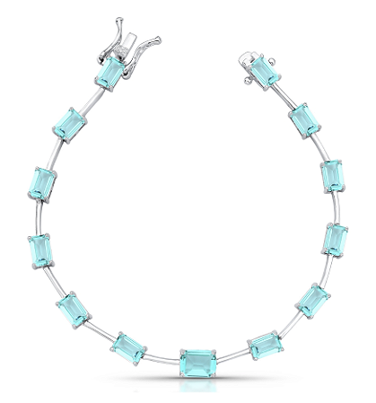 Pulseira Maleável com Pedras Retangulares Intercaladas