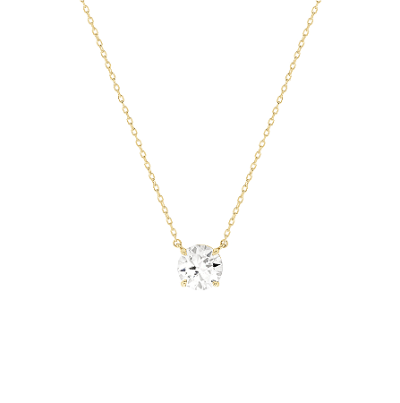 Colar Ponto de Luz 5mm em Moissanite com Prata 925 e Banho de Ouro