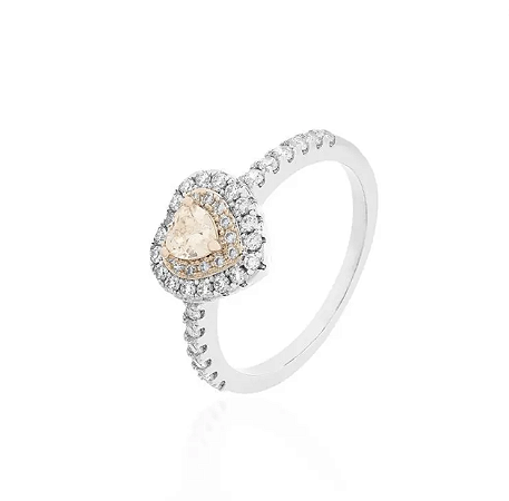 Anel Coração 3,5mm Meia Aliança Cravejada