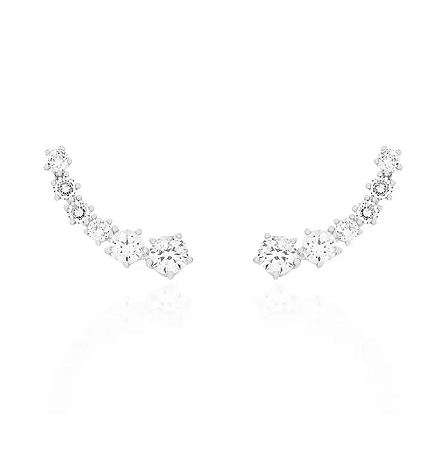 Ear Cuff Aurora Seis Pontos de Luz em Zircônia Branca