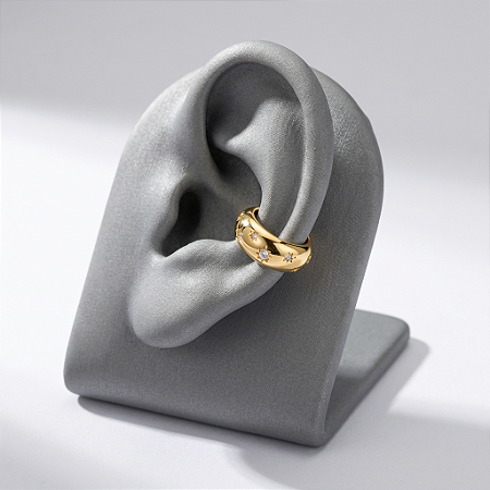 Piercing Encaixe Estrelado com Zircônias Banhado a Ouro