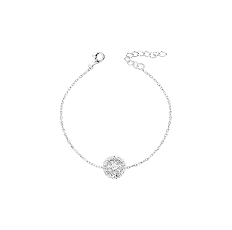 Pulseira elo português com pizza cravejada em prata 925