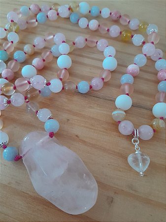 Japamala 108 Contas: | Artesanal e Único | Colar de Mesa | Terço Tibetano | Rosário Budista | Pedras Naturais | Cristais