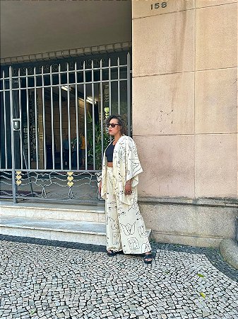 Calça Pantalona Faces Creme