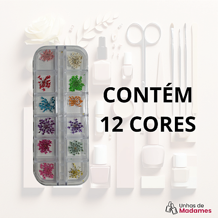 FLOR SECA PARA UNHAS ENCAPSULADAS - 12 CORES