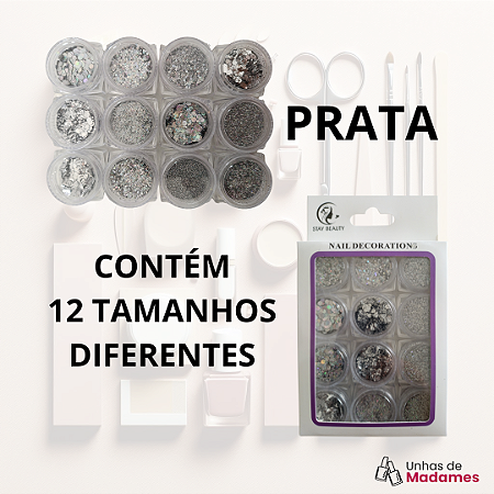 GLITTERS PARA MANICURES - 12 TAMANHOS E CORES VARIADAS
