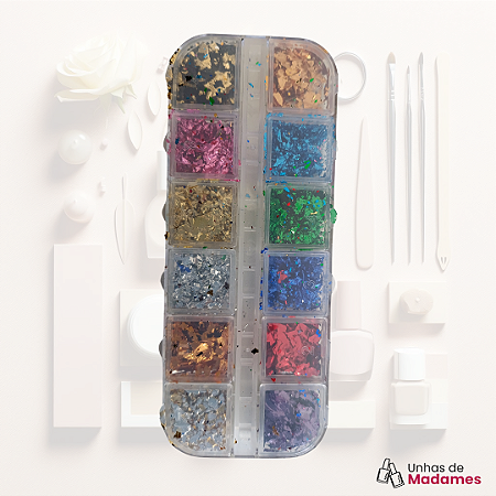 KIT DE FOLHAS DE OURO PARA UNHAS - DECORAÇÃO, ALONGAMENTO E ENCAPSULAMENTO