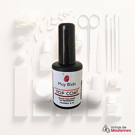 TOP COAT MUY BIELA - FINALIZADOR PARA UNHAS ARTIFICIAIS E ESMALTAÇÃO EM GEL (10ML)