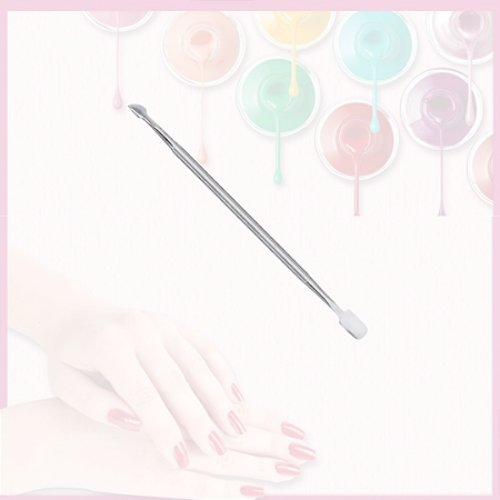 ESPÁTULA DUPLA EMPURRADOR INOX PROFISSIONAL MANICURE