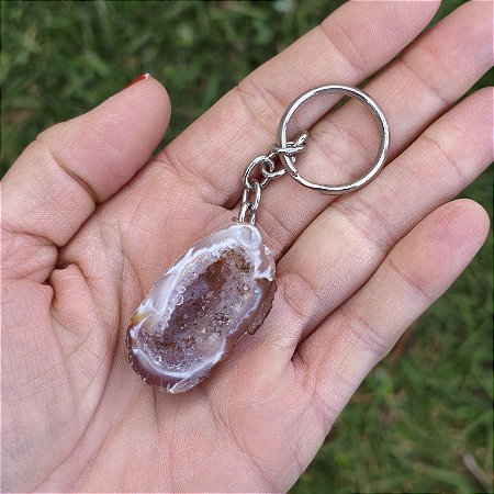 Chaveiro com Ágata Marrom Natural
