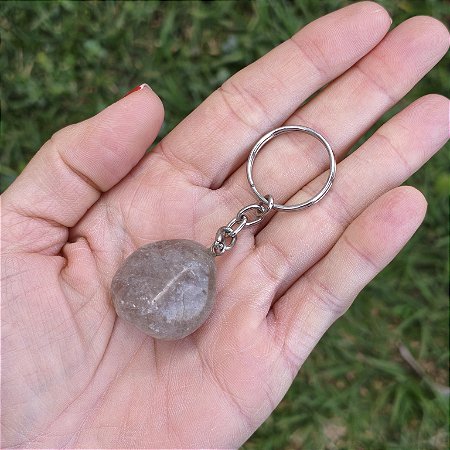 Chaveiro com Quartzo Fumê Rolado