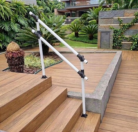 Corrimão Hasa Duplo em Aluminio Branco